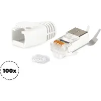 S-Conn S/CONN maximum connectivity Connecteur modulaire réseau RJ45 SET pour câble de pose jusqu'à AWG 23, connecteur avec décharge de traction, aide à l'insertion et douille, blanc UE 100 (72067-100W)