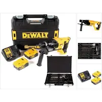 DeWalt DCH 133 P2 Marteau combiné sans fil 18V 2,6J SDS plus Brushless + 2x batterie 5,0Ah + chargeur + TSTAK + 17 pcs. jeu de forets et burins