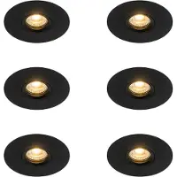 QAZQA Lot de 6 Spot encastré moderne noir 12 cm - Buco