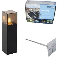 QAZQA Lampe d’extérieur sur pied noire avec abat-jour fumé 30 cm - Danemark