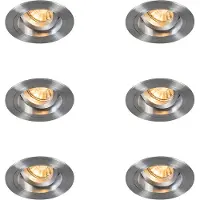 QAZQA Ensemble de 6 spots encastrables ronds en aluminium réglables - Chuck