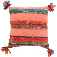 J-Line Coussin chindi floches coton/polyester rose