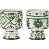 J-Line Cachepot rhodes ceramique vert medium assortiment de 2