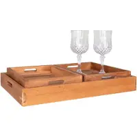 House Nordic Plateaux en teck naturellement beaux Lot de 3