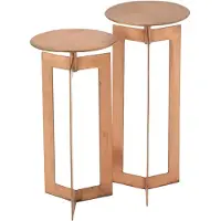 J-Line Set de 2 tables d'appoint zino haute fer cuivre