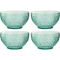 J-Line Boite 4 bols plastque bleu aqua