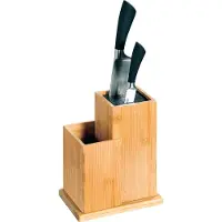Kesper Bloc à couteaux en bambou avec poils en plastique - 18,5 x 12,7 x 24 cm - y compris compartiment supplémentaire pour les ustensiles de cuisine - Modèle 58025