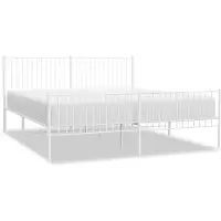 vidaXL Cadre de lit avec tête et pied de lit en métal blanc 193x203 cm