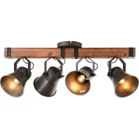Brilliant Plafonnier 4 lumières Decca noir avec du marron