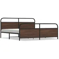vidaXL Lit métallique sans matelas brun imitation chêne 183x213 cm