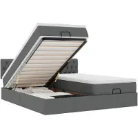 vidaXL Lit ottoman avec matelas & LEDs gris foncé 160x200 cm Tissu