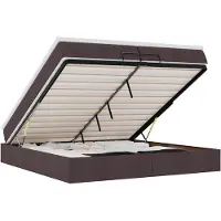 vidaXL Lit ottoman avec matelas brun foncé 200x200 cm Tissu