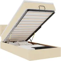 vidaXL Ottoman-lit avec matelas Crème 90x190 cm Tissu