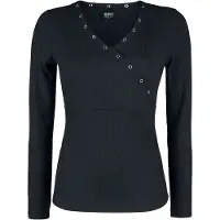 Black premium by emp T-shirt manches longues de - Haut Manches Longues Noir Avec Œillets & Col En V - S - 5XL - pour Femme - noir - Taille XL