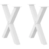 vidaXL Pieds de table de salle à manger en X 2 pcs. Blanc 70x(72-73) cm Acier