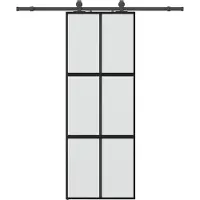 vidaXL Porte coulissante avec ferrure noire 76x205 cm verre trempé