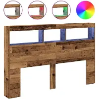 vidaXL Tête de lit LED avec étagères aspect bois ancien 160x17x102 cm
