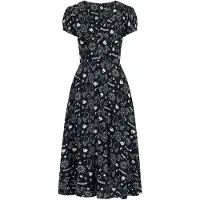 Hell Bunny Robe longue Rockabilly de - Robe Hello Goodbye - XS - 4XL - pour Femme - noir/blanc - Taille M