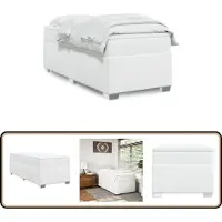 vidaXL Lit boxspring avec matelas blanc 90x200 cm similicuir