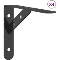 vidaXL Supports d'étagères 4 pcs 23,5x2,5x15,5cm noir acier inoxydable