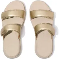 FitFlop FitFlop F-Mode Go Sandales plates ajustables à deux lanières GOLD 40