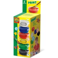 SES Creative Gouache (6x45ml) - - Six couleurs : rouge, bleu, blanc, noir, vert et jaune.