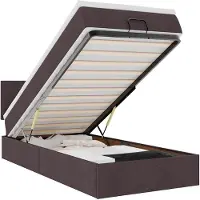 vidaXL Ottoman-lit avec matelas & LEDs Marron foncé 90x190 cm Tissu