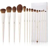 Jessup Luxury Light Gray Comprehensive Brush Set pour le maquillage des yeux et du visage T329, 14 pièces