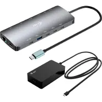 I-Tec USB-C Nano 3x LCD Dock (USB-C, 11 ports), Station d’accueil + hub USB, Gris