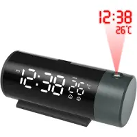 Nuvance - Réveil numérique avec projection - Réveil numérique - avec fonction Snooze et double alarme - pour la chambre à coucher - comprend un port de charge USB
