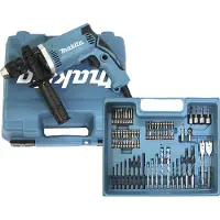 Makita HP1631KX3 Perceuse-visseuse à percussion 710 Watt dans mallette avec ensemble d'accessoires 74 pièces