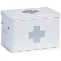 Zeller 18119 Boîte de rangement Rectangulaire Métal Gris et Blanc