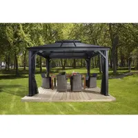 Sojag Pavillon Mykonos 10x12 gris basalte 298 x 363 x 292 cm (L x l x h) Aluminium