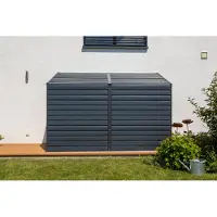 Spacemaker Abri de jardin métallique adossé 410 Gris 124x295x208 cm