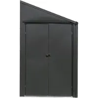 Spacemaker abri de jardin en métal, adossé "4 x 7", avec double porte battante grise 2,4 m²