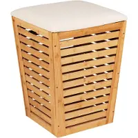 Wenko Panier De Salle De Bain Avec Siège, 80 L, Bambou,