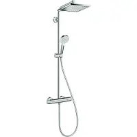Hansgrohe Regendoucheset Crometta E 240 Varia 24 cm carré incl. thermostaatkraan 26785000 chroom/wit