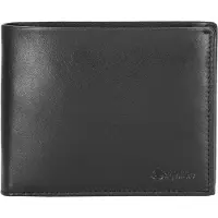Esquire Cuir porte-monnaie New Silk Wallet Quer with Flap Black noir