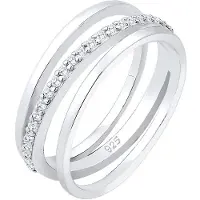 Elli PREMIUM Bague 'Kreuz' argent / blanc