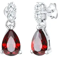 Elli Boucles d'oreilles rouge rubis / argent / transparent
