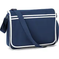 Bagbase BG71 | Sac à bandoulière Retro Messenger | 40 x 30 x 10 cm - Couleur : French Navy/White - Taille : 40 x 30 x 10 cm