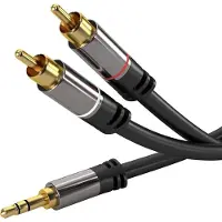 PremiumCord Câble Jack 3,5 mm - RCA (Cinch) x 2 5 m noir (kjqcin5) (5 m, Câbles Cinch)