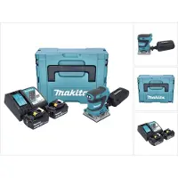 Makita DBO 484 RGJ Akku Schwingschleifer 18 V 112 x 102 mm + 2x Akku 6,0 Ah + Ladegerät + Makpac