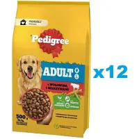 Pedigree Adult 12x500 g avec bœuf et légumes aliment complet sec pour chiens adultes de taille moyenne et grande