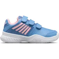 K-swiss Chaussures de Tennis K Swiss Kids Court Express Strap Omni Silver Lake Blue White Orchid Pink-Taille 31