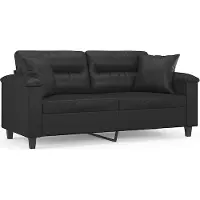 vidaXL Canapé 2 places avec oreillers décoratifs noir 140cm similicuir