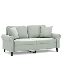 vidaXL Canapé 2 places avec oreillers gris clair 140 cm velours