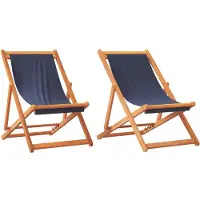 vidaXL Chaises de plage 2 pcs. Pliable Bleu Tissu