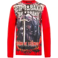 Cipo & Baxx T-Shirt anthracite / mélange de couleurs / rouge