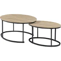 En.casa Table d'ensemble 'Pays-Bas' set de 2 pièces noir/chêne